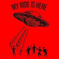 My Ride Alien Flying Saucer Ufo Abduction  Santa Hat thumb 1