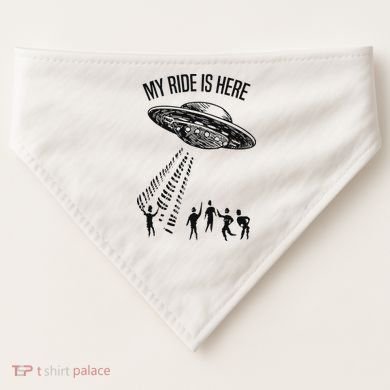 My Ride Alien Flying Saucer Ufo Abduction  USA-Made Doggie Bandana