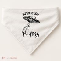 My Ride Alien Flying Saucer Ufo Abduction  USA-Made Doggie Bandana thumb 0