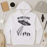 My Ride Alien Flying Saucer Ufo Abduction  Hoodie thumb 3