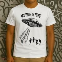 My Ride Alien Flying Saucer Ufo Abduction  T-Shirt thumb 3
