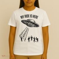 My Ride Alien Flying Saucer Ufo Abduction  T-Shirt thumb 4
