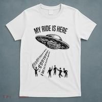 My Ride Alien Flying Saucer Ufo Abduction  T-Shirt thumb 5