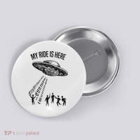 My Ride Alien Flying Saucer Ufo Abduction  Button thumb 0