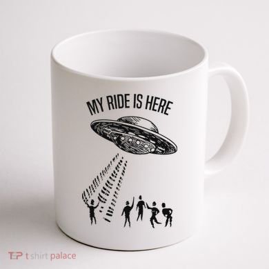 My Ride Alien Flying Saucer Ufo Abduction  Coffee Mug back