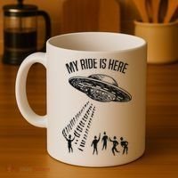 My Ride Alien Flying Saucer Ufo Abduction  Coffee Mug thumb 4