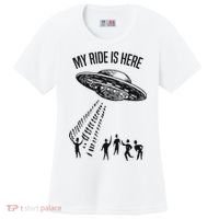 My Ride Alien Flying Saucer Ufo Abduction  Women's Cooling Performance Crew T-Shirt thumb 0