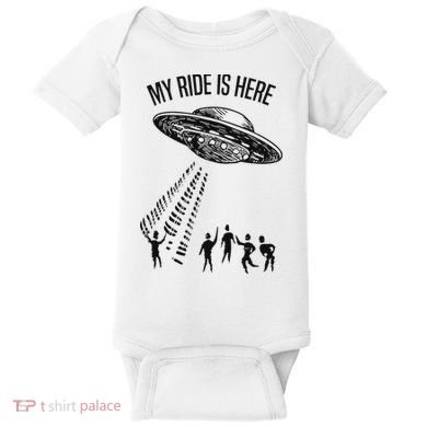 My Ride Alien Flying Saucer Ufo Abduction  Baby Bodysuit