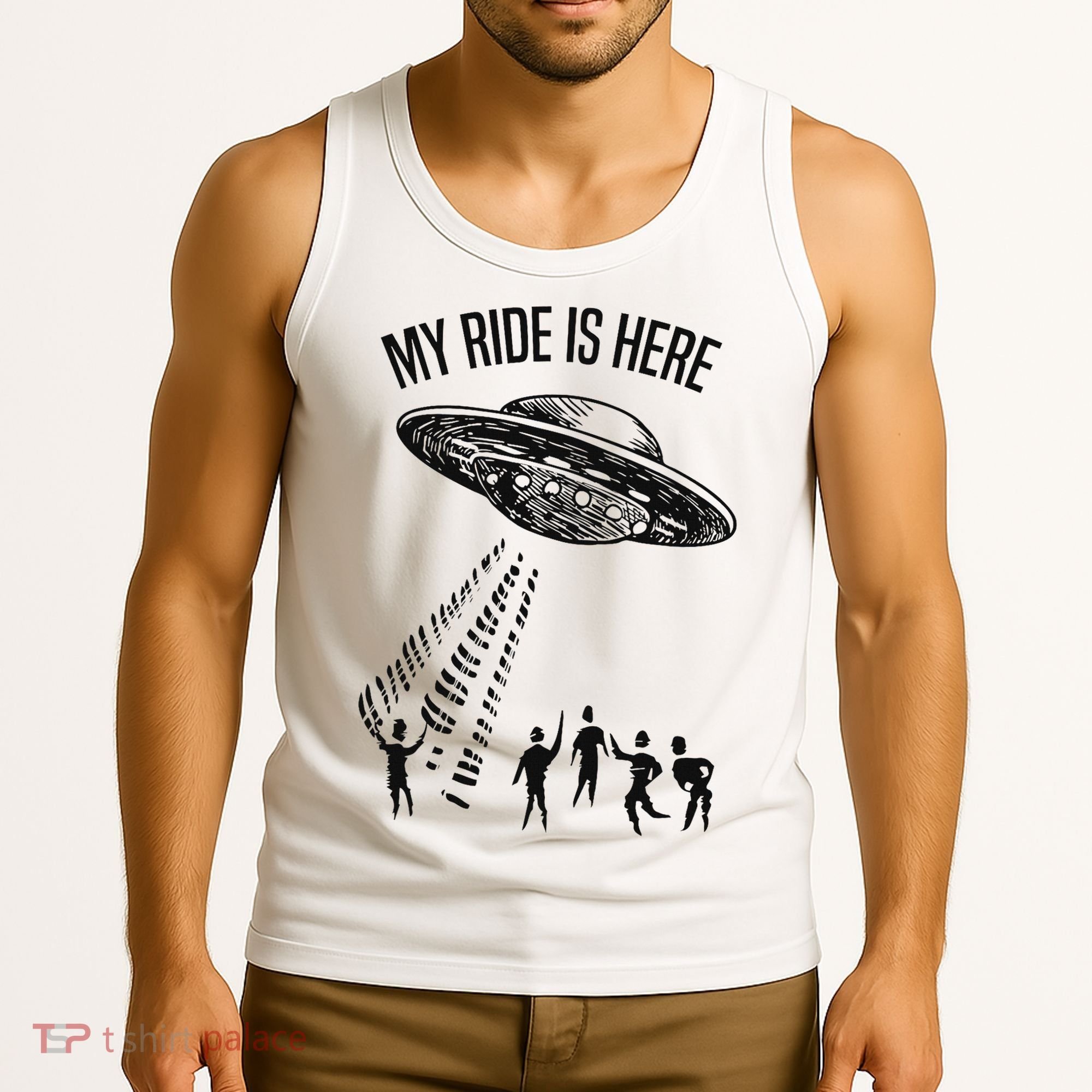 My Ride Alien Flying Saucer Ufo Abduction  Tank Top