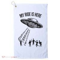 My Ride Alien Flying Saucer Ufo Abduction  Golf Towel thumb 0