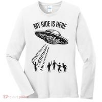 My Ride Alien Flying Saucer Ufo Abduction  Women's Long Sleeve Shirt thumb 0