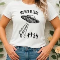 My Ride Alien Flying Saucer Ufo Abduction  Women's T-Shirt thumb 2