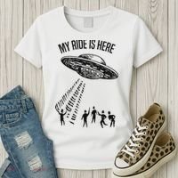 My Ride Alien Flying Saucer Ufo Abduction  Women's T-Shirt thumb 3