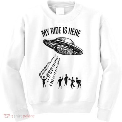 My Ride Alien Flying Saucer Ufo Abduction  Kids Sweatshirt