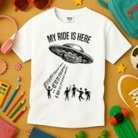 My Ride Alien Flying Saucer Ufo Abduction  Kids T-Shirt thumb 3