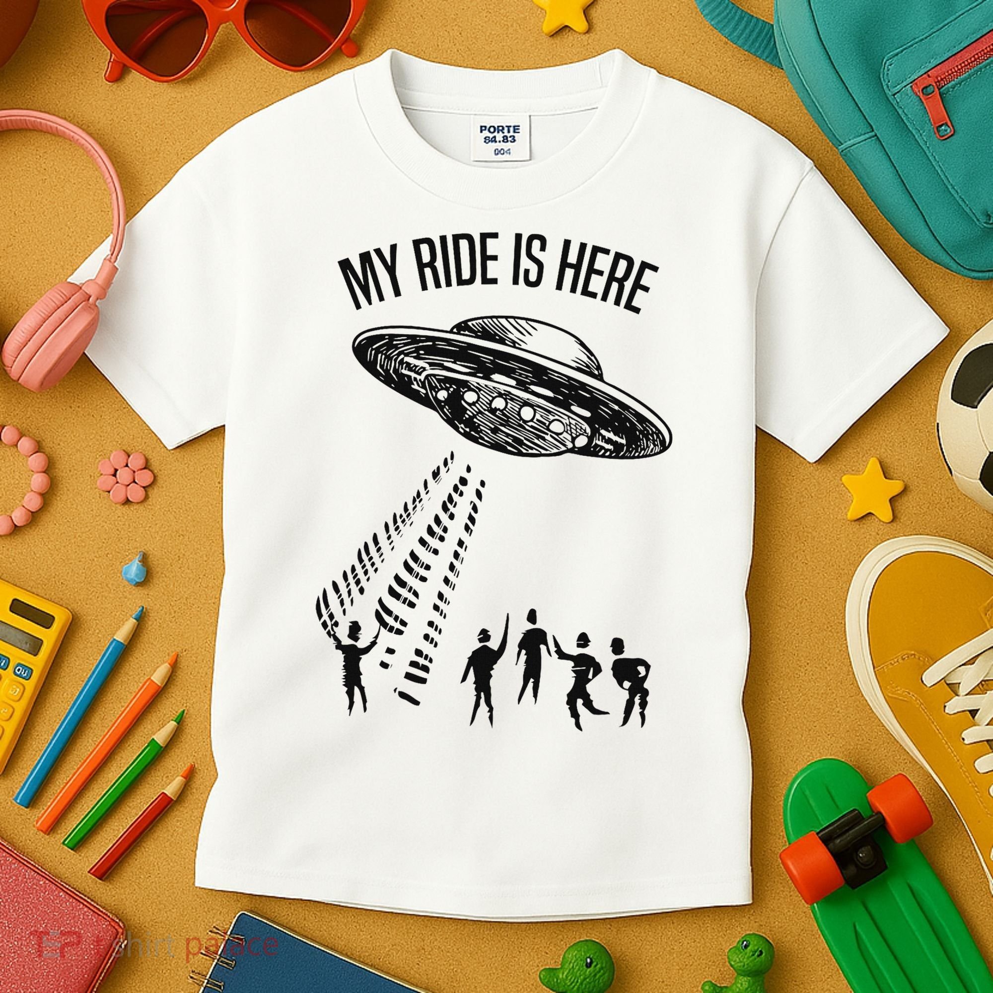 My Ride Alien Flying Saucer Ufo Abduction  Kids T-Shirt