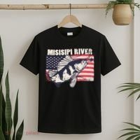 Mississippi river American Flag Patriotic fishing therapy T-Shirt thumb 2