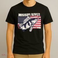 Mississippi river American Flag Patriotic fishing therapy T-Shirt thumb 3