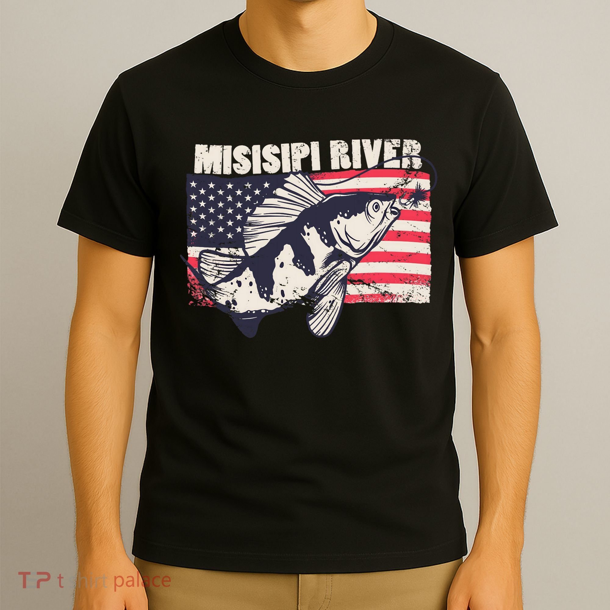 Mississippi river American Flag Patriotic fishing therapy T-Shirt