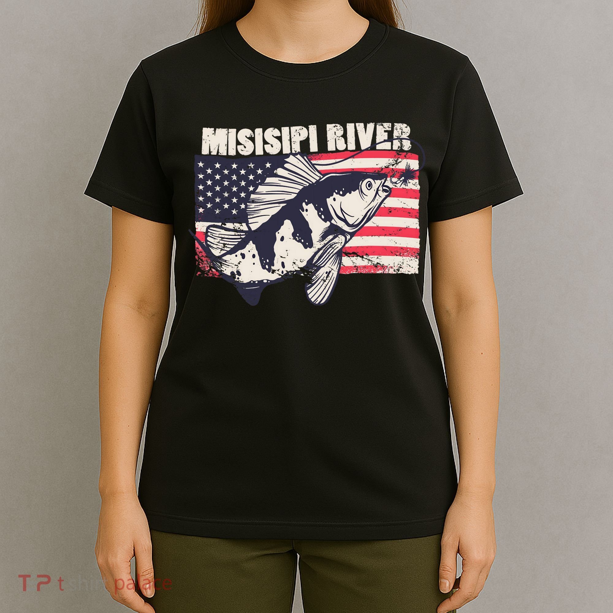 Mississippi river American Flag Patriotic fishing therapy T-Shirt