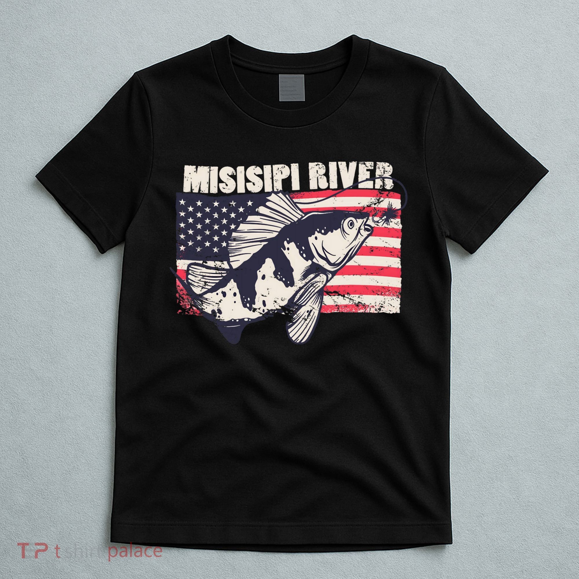 Mississippi river American Flag Patriotic fishing therapy T-Shirt