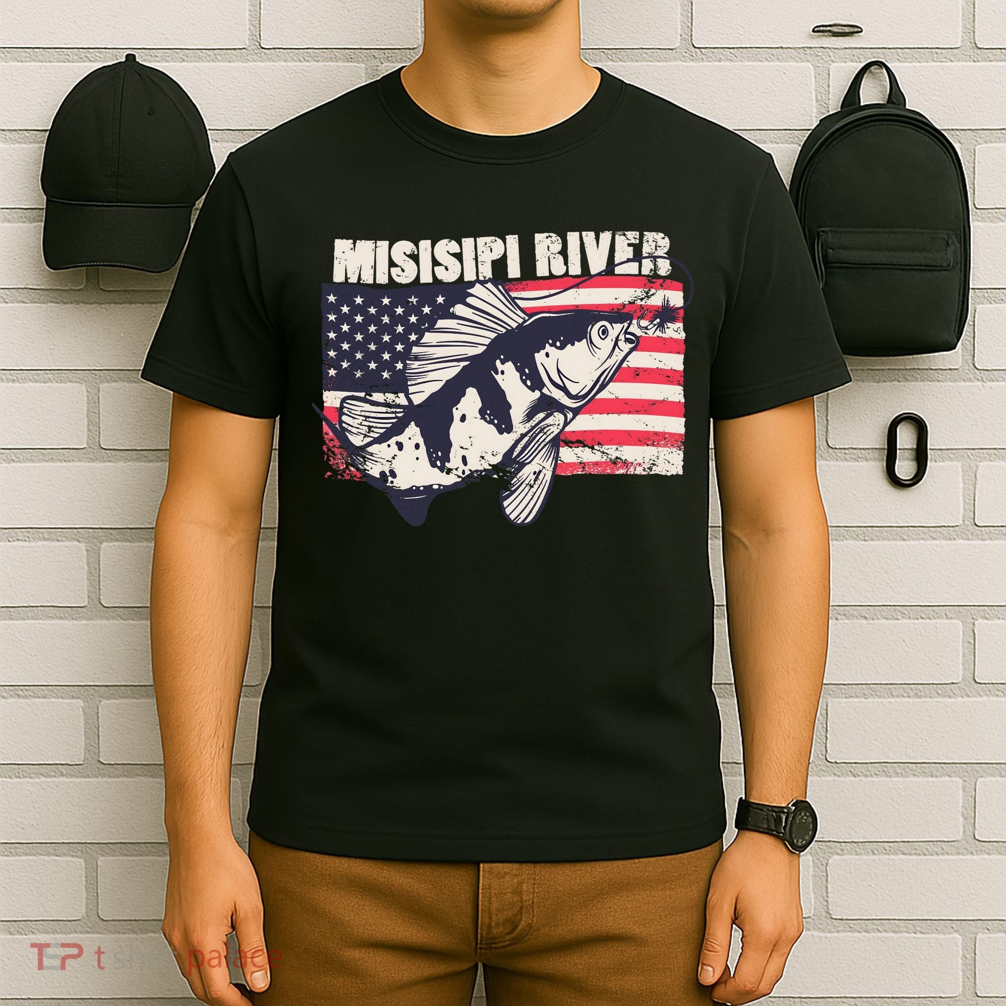 Mississippi river American Flag Patriotic fishing therapy T-Shirt