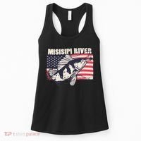 Mississippi river American Flag Patriotic fishing therapy Women's Tank Top thumb 0