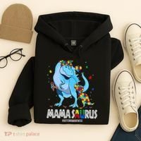 mamasaurus rex autism awareness autistic mother's day Hoodie thumb 4
