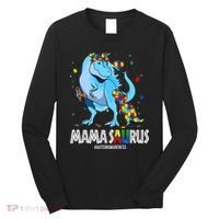 mamasaurus rex autism awareness autistic mother's day Long Sleeve Shirt thumb 0
