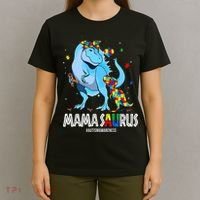 mamasaurus rex autism awareness autistic mother's day T-Shirt thumb 4