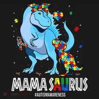 mamasaurus rex autism awareness autistic mother's day Women's Hoodie thumb 2