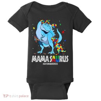 mamasaurus rex autism awareness autistic mother's day Baby Bodysuit