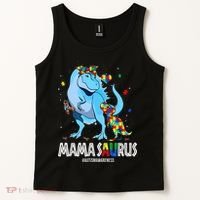 mamasaurus rex autism awareness autistic mother's day Tank Top thumb 2