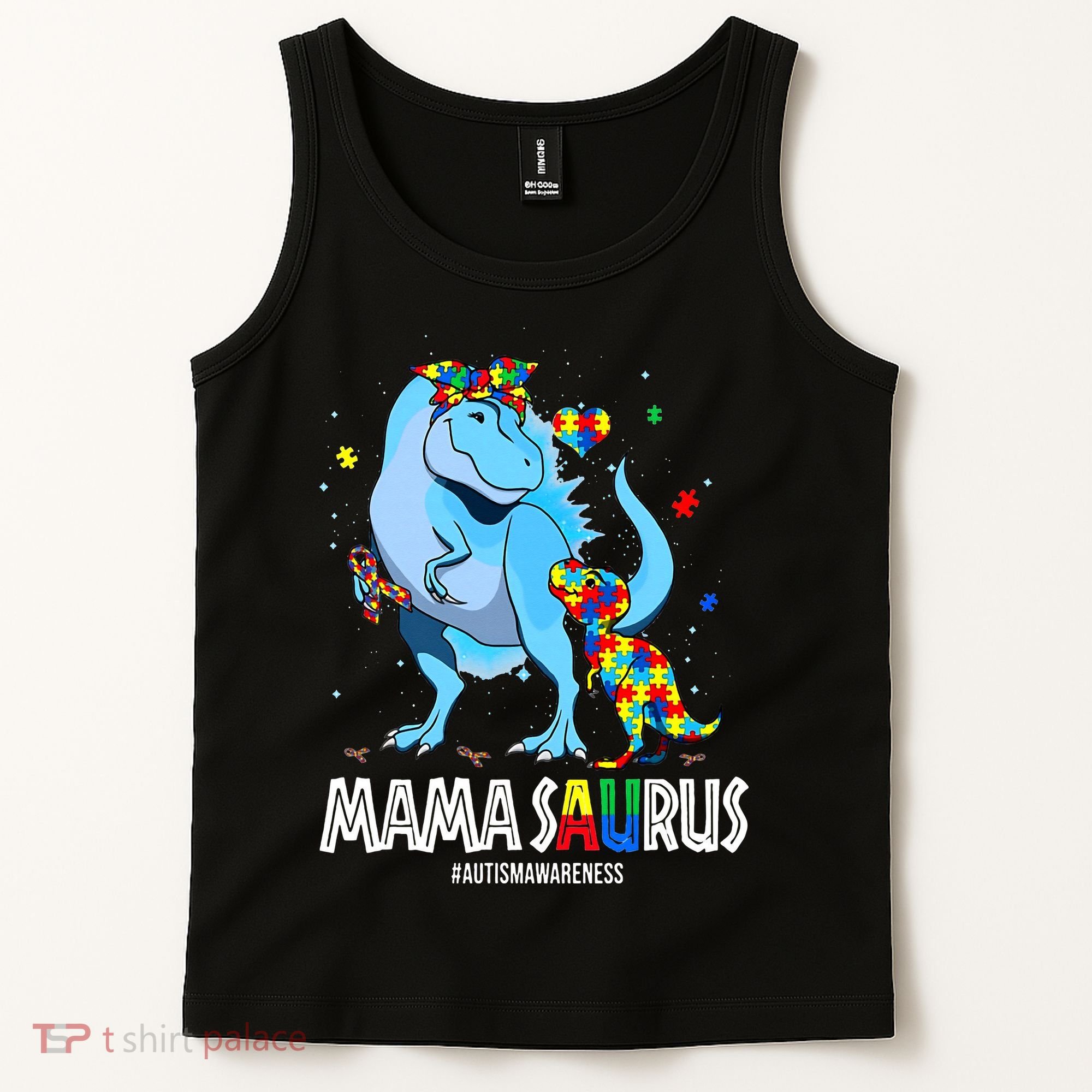 mamasaurus rex autism awareness autistic mother's day Tank Top