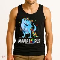 mamasaurus rex autism awareness autistic mother's day Tank Top thumb 3