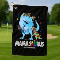 mamasaurus rex autism awareness autistic mother's day Golf Towel thumb 1
