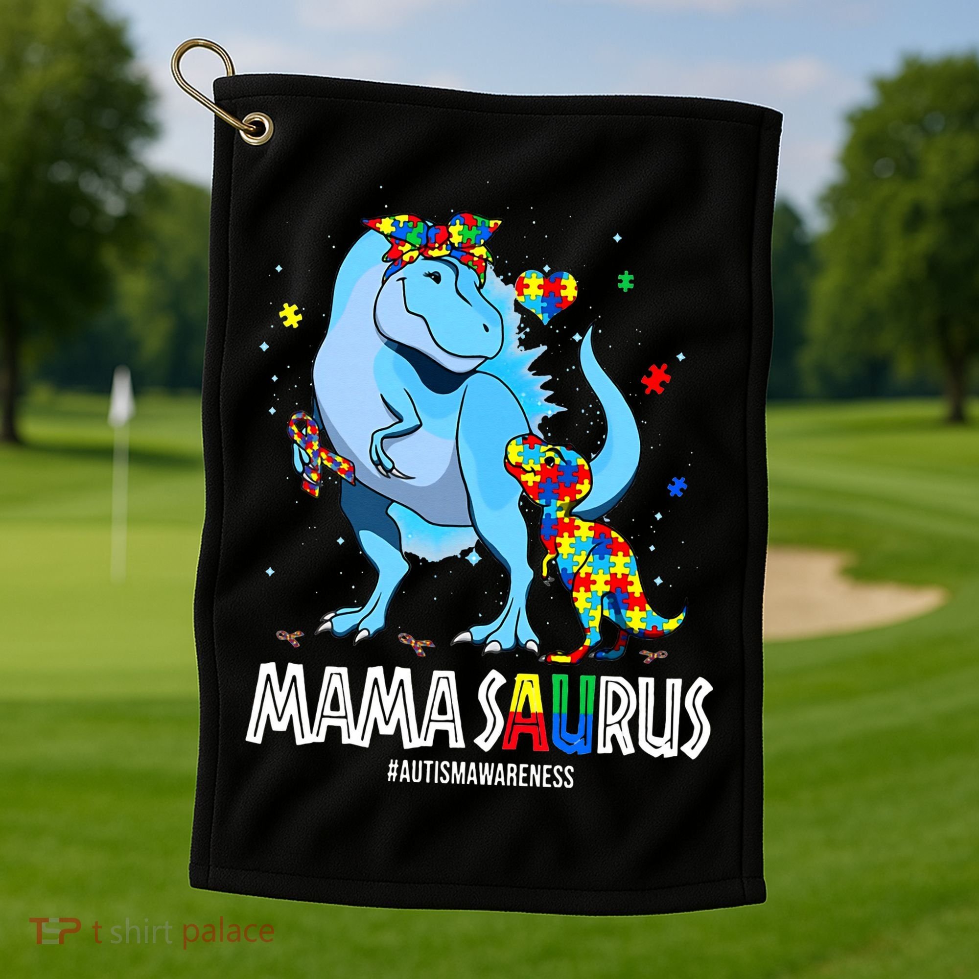mamasaurus rex autism awareness autistic mother's day Golf Towel