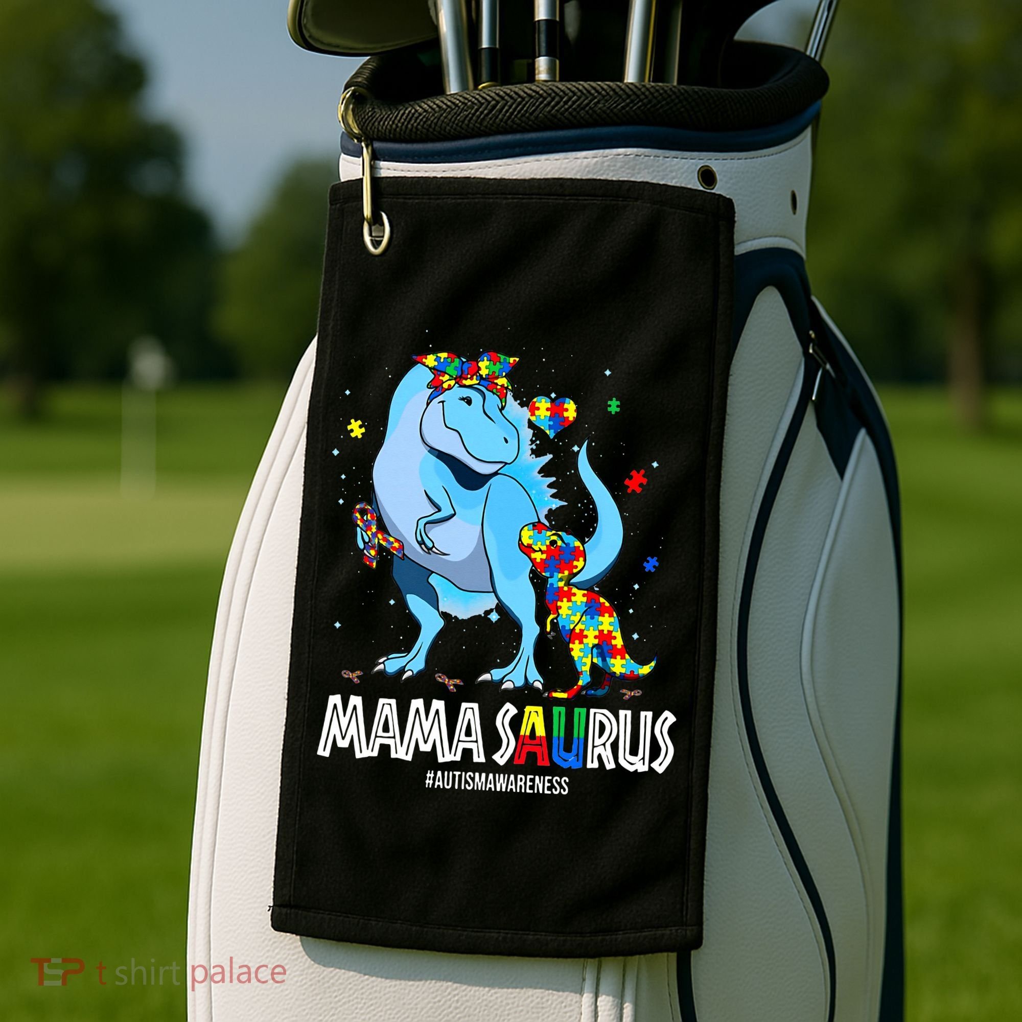 mamasaurus rex autism awareness autistic mother's day Golf Towel