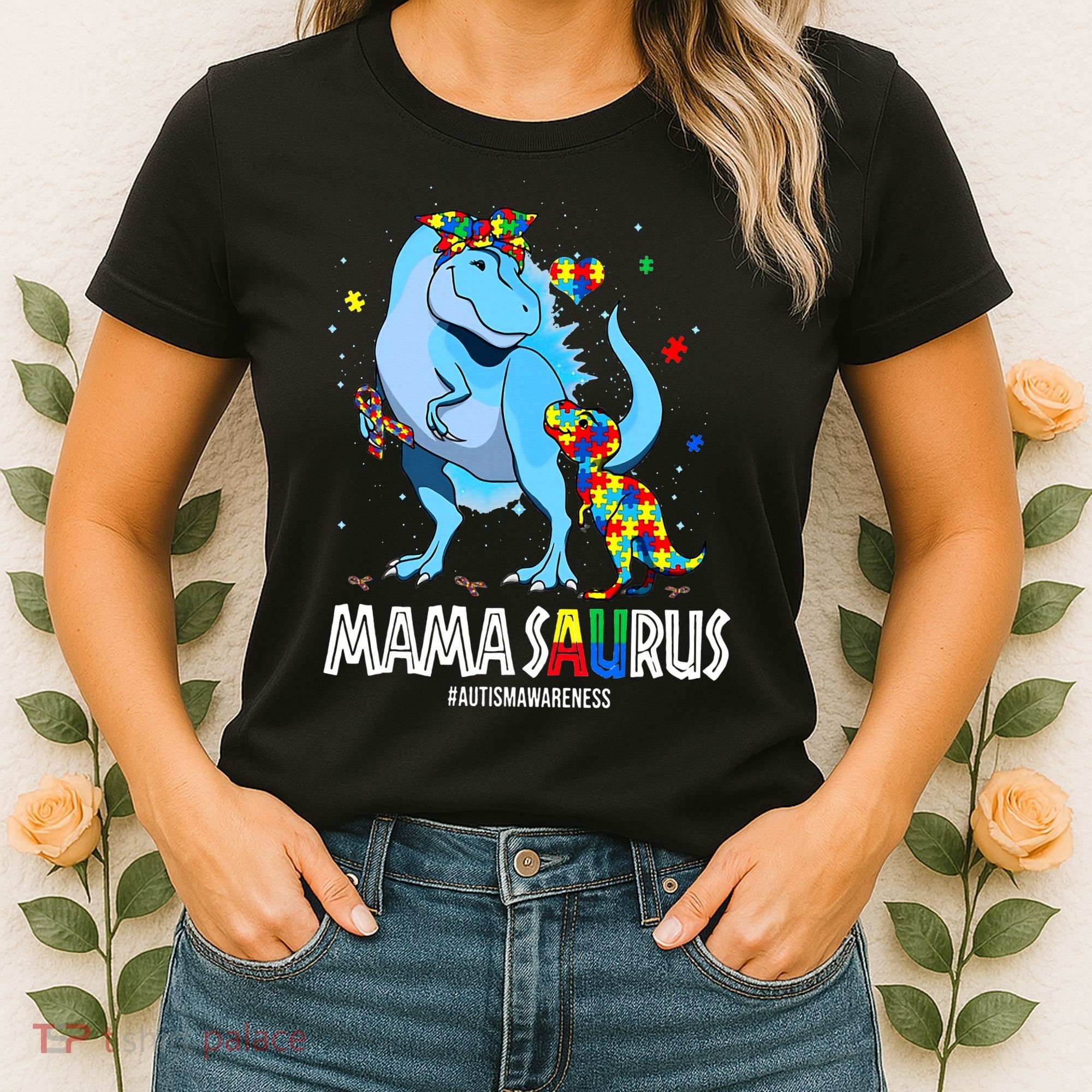 mamasaurus rex autism awareness autistic mother's day Women's T-Shirt