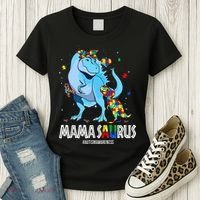 mamasaurus rex autism awareness autistic mother's day Women's T-Shirt thumb 3