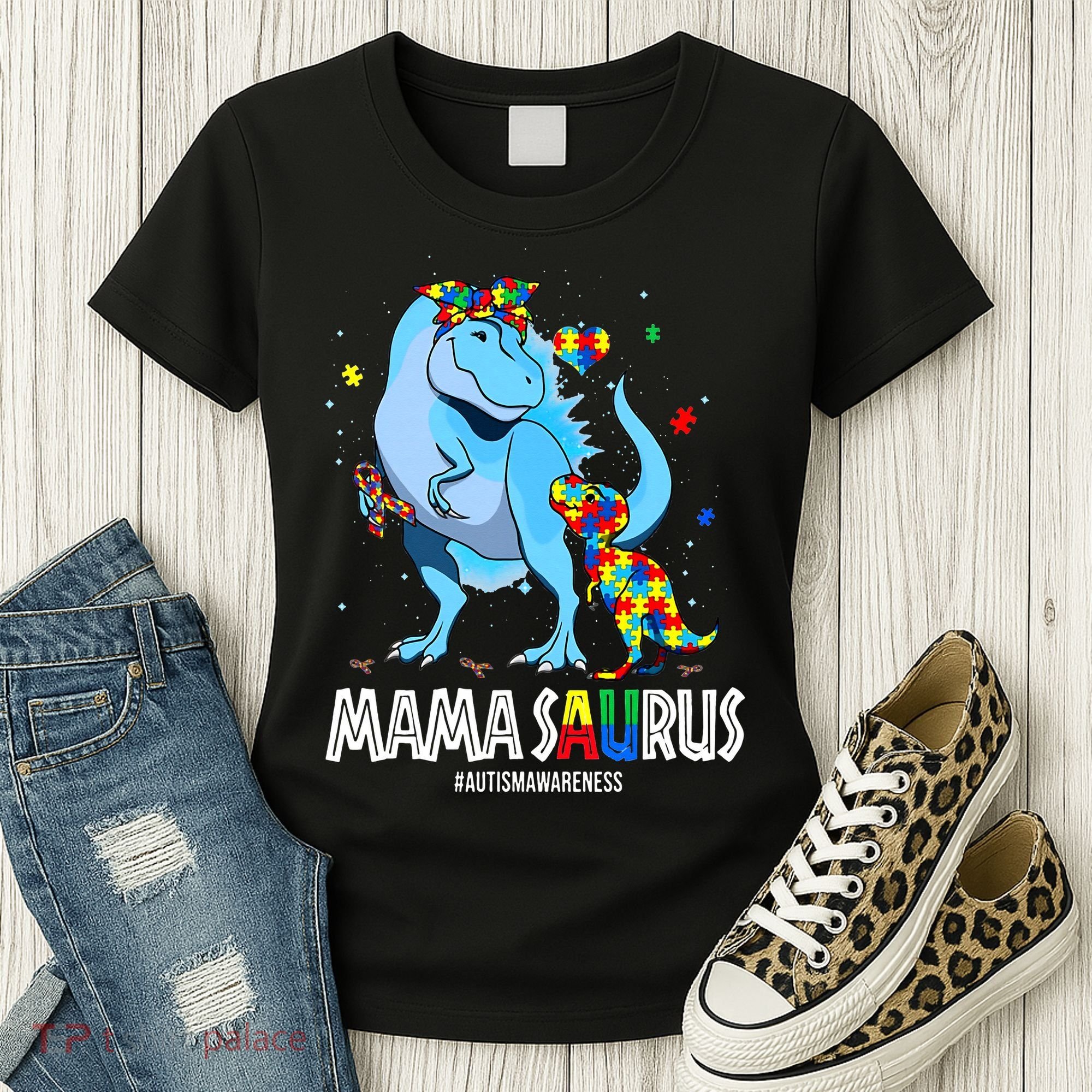 mamasaurus rex autism awareness autistic mother's day Women's T-Shirt