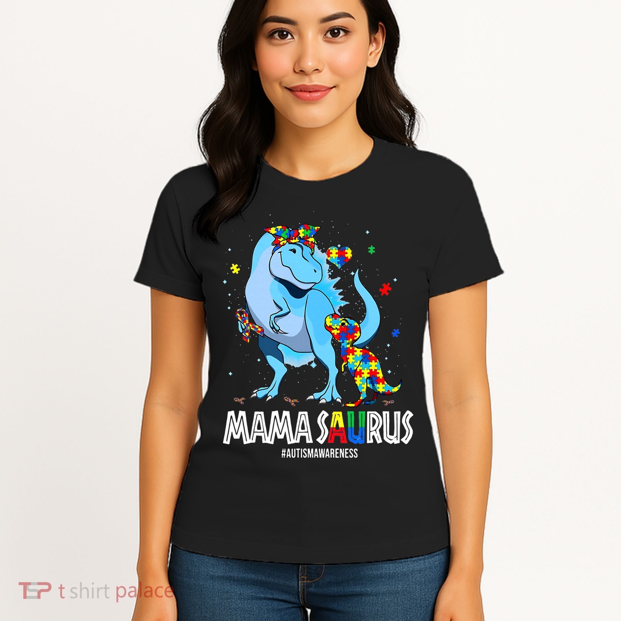 mamasaurus rex autism awareness autistic mother's day Women's T-Shirt