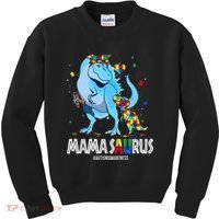 mamasaurus rex autism awareness autistic mother's day Kids Sweatshirt thumb 0