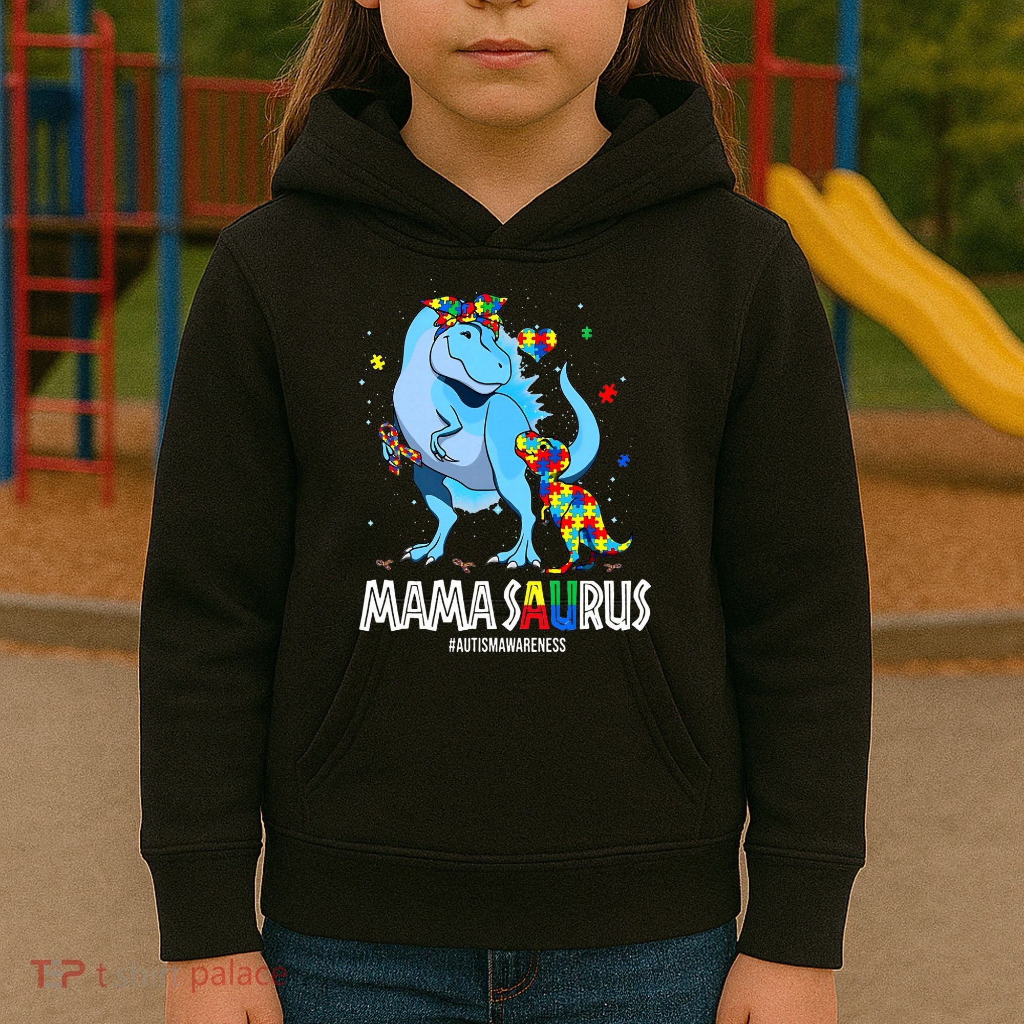 mamasaurus rex autism awareness autistic mother's day Kids Hoodie
