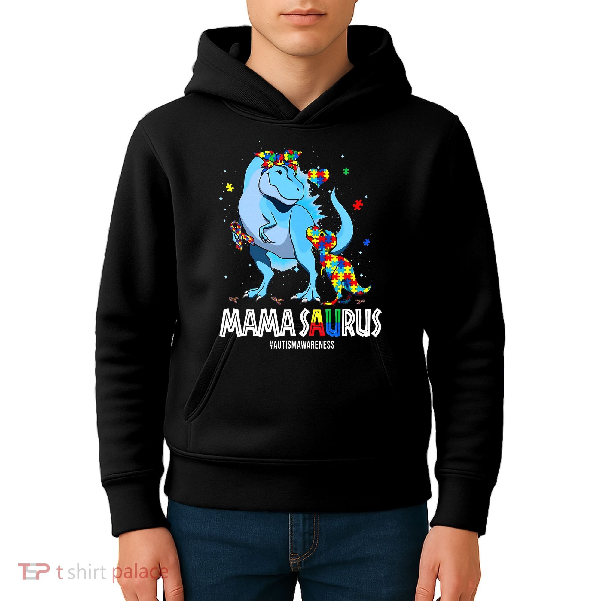 mamasaurus rex autism awareness autistic mother's day Kids Hoodie