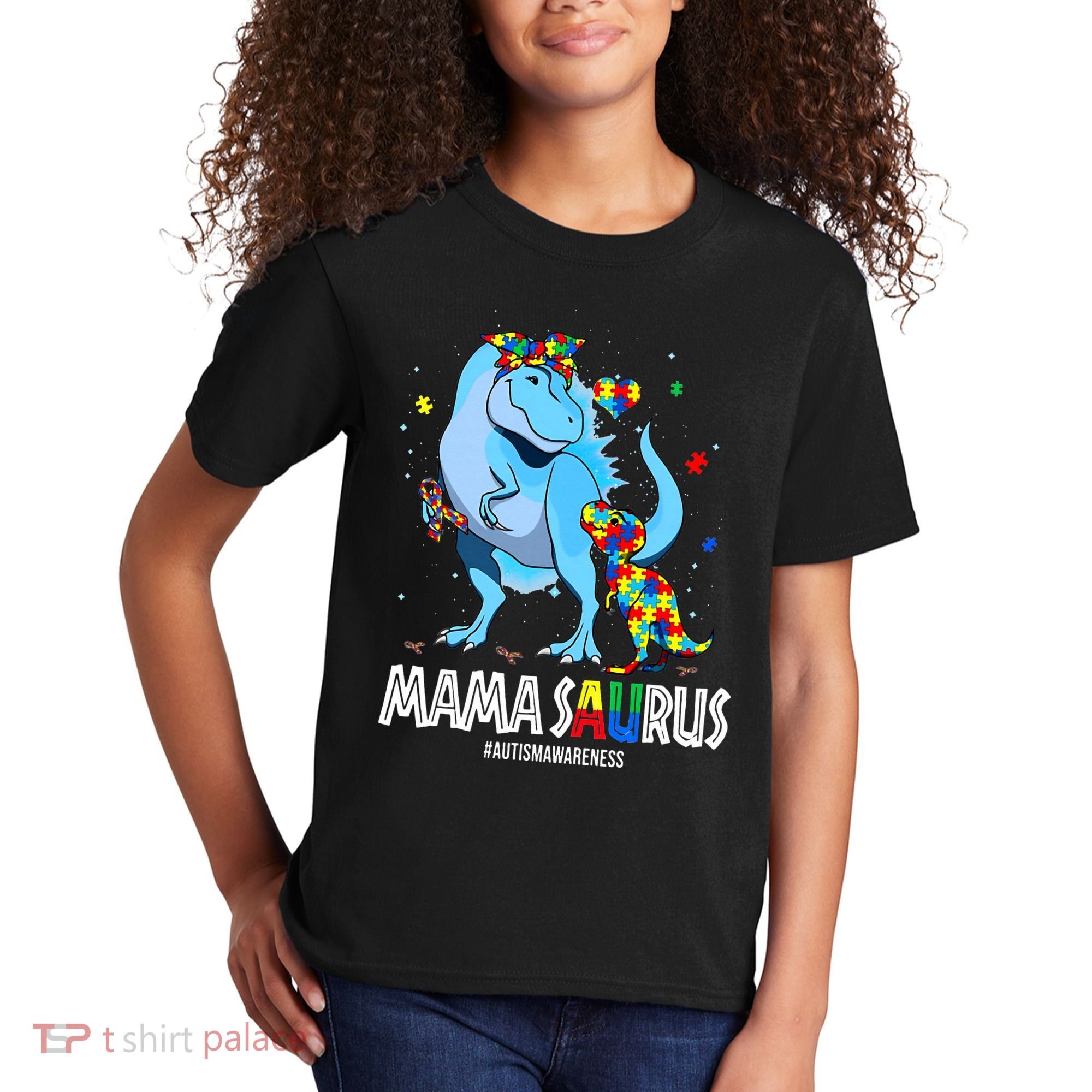 mamasaurus rex autism awareness autistic mother's day Kids T-Shirt