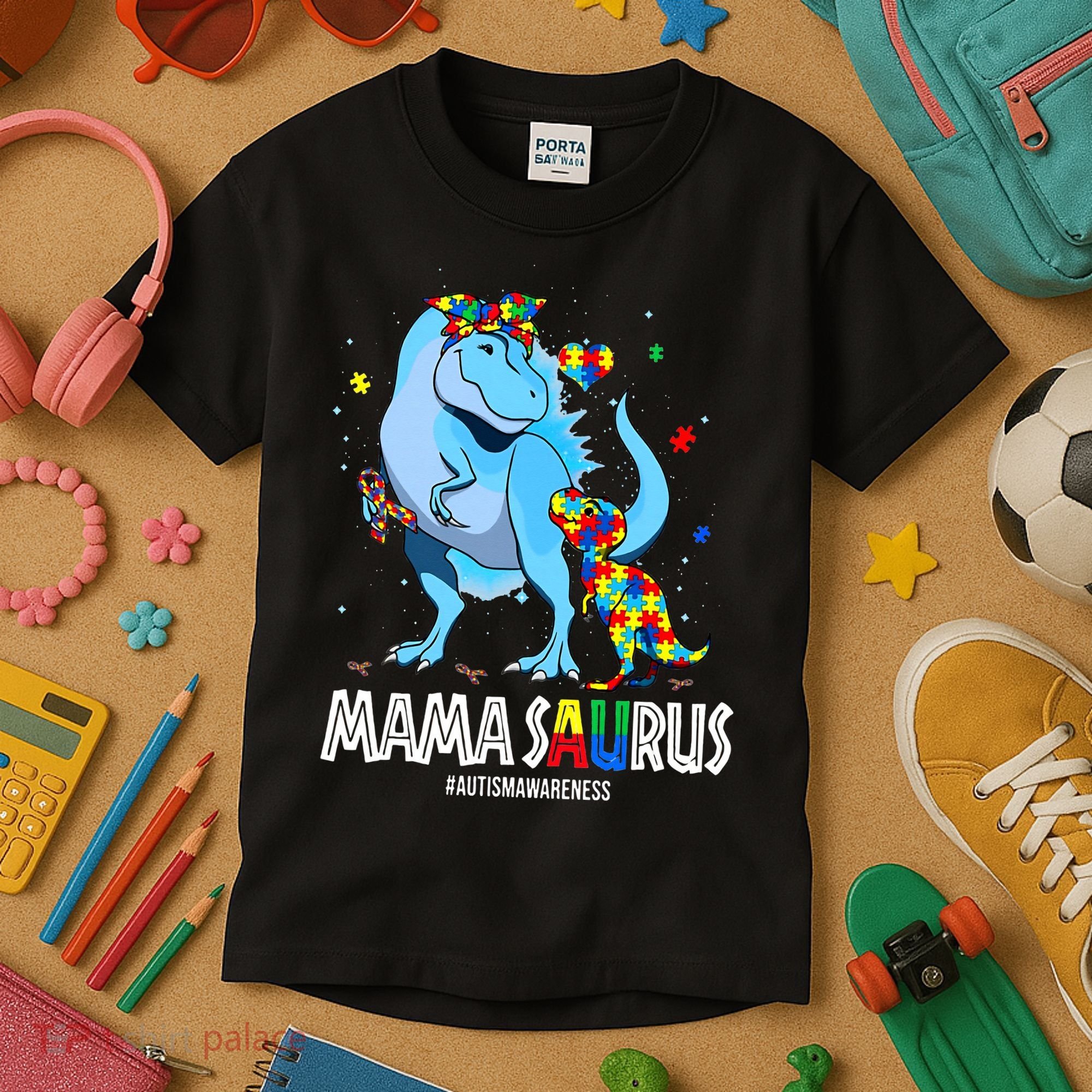 mamasaurus rex autism awareness autistic mother's day Kids T-Shirt