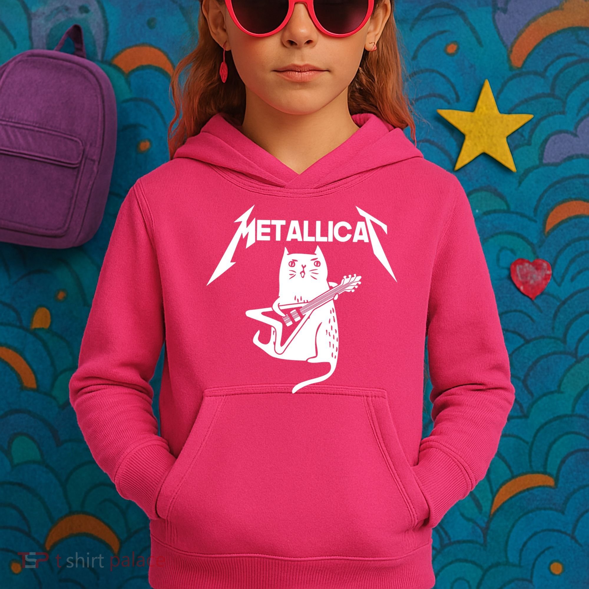 Metallicat Rock Band Guitar Kids Hoodie