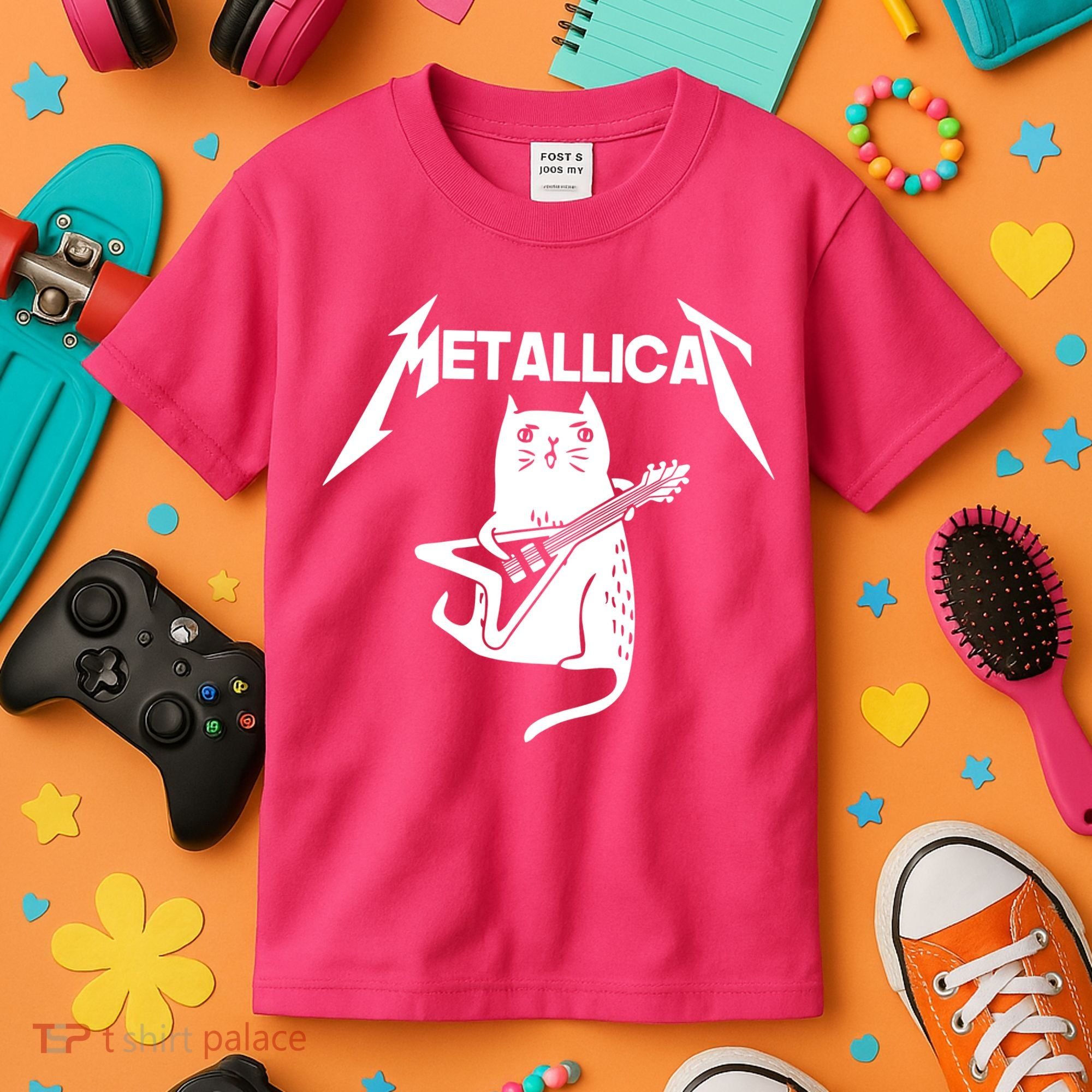Metallicat Rock Band Guitar Kids T-Shirt