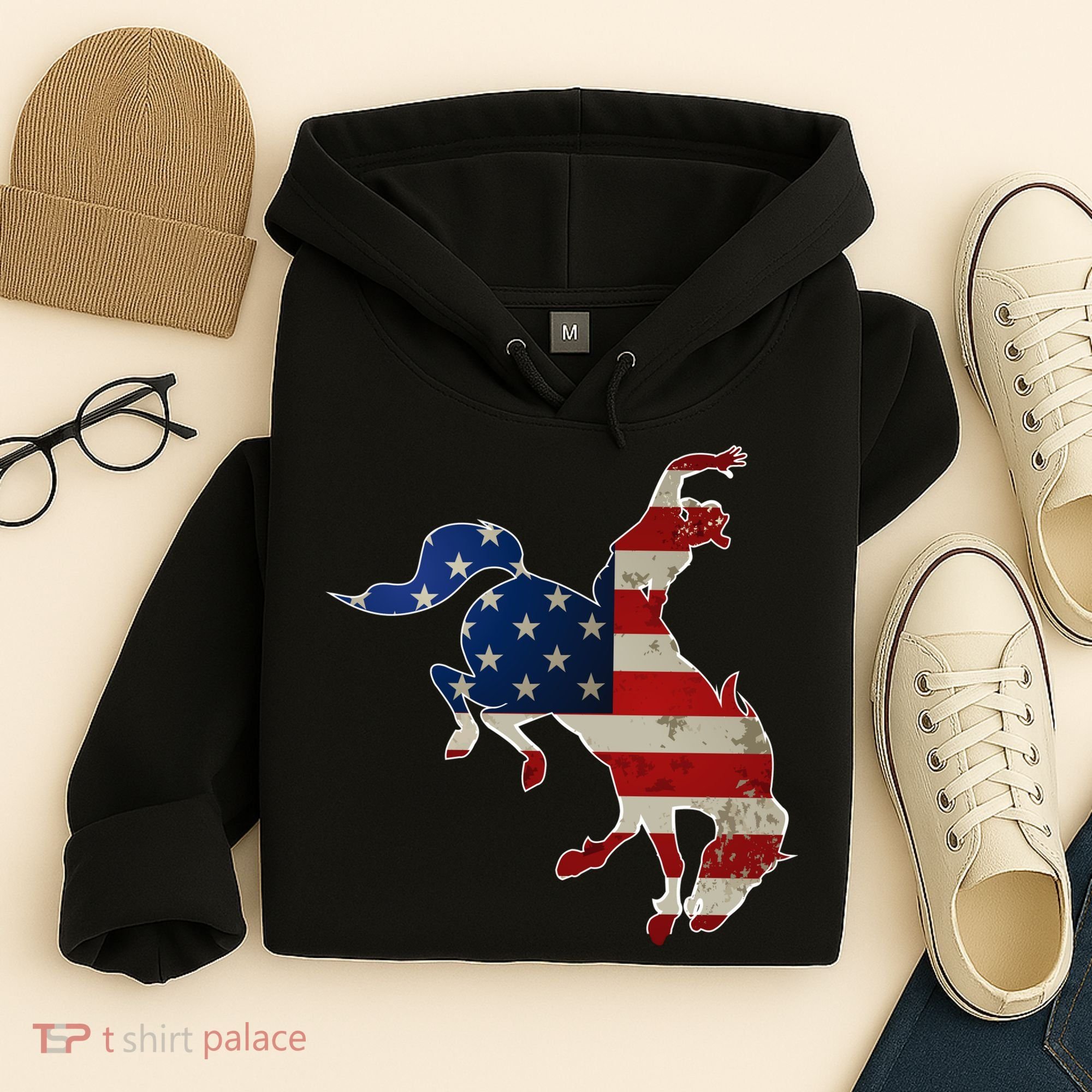Man Riding Bucking In Rodeo Hoodie